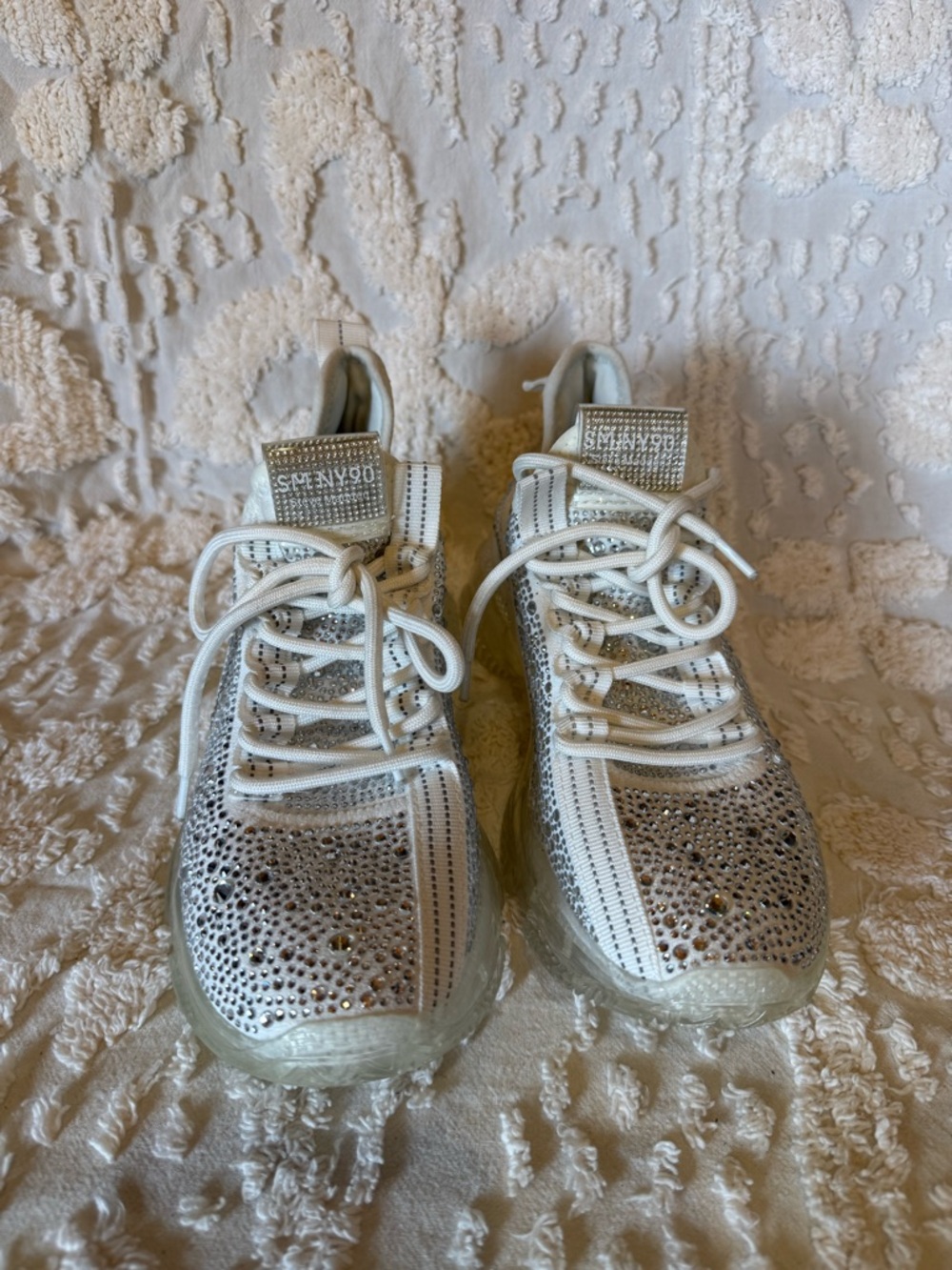 Steve Madden White Rhinestone Athletic Sneakers # 587